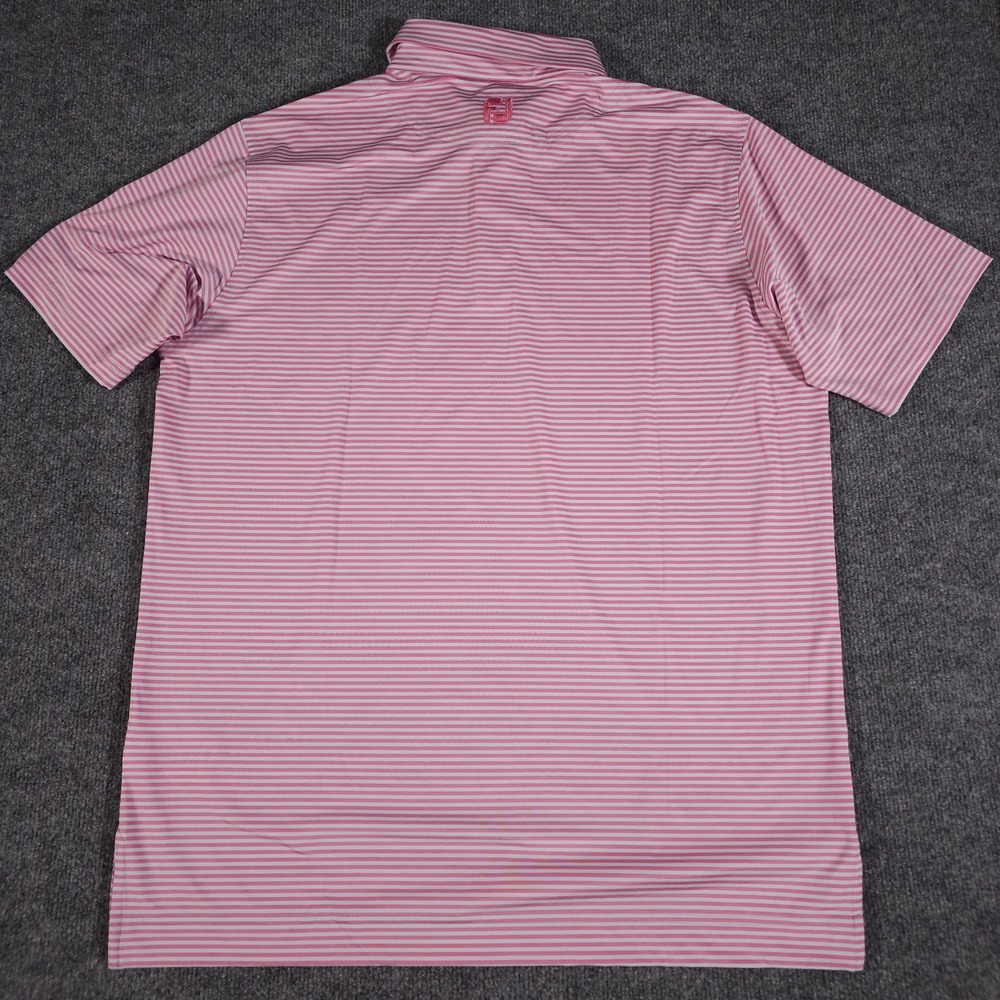 FootJoy Mens Large Pink White Striped Performance Stretch Golf Polo Short Sleeve - Picture 7 of 8